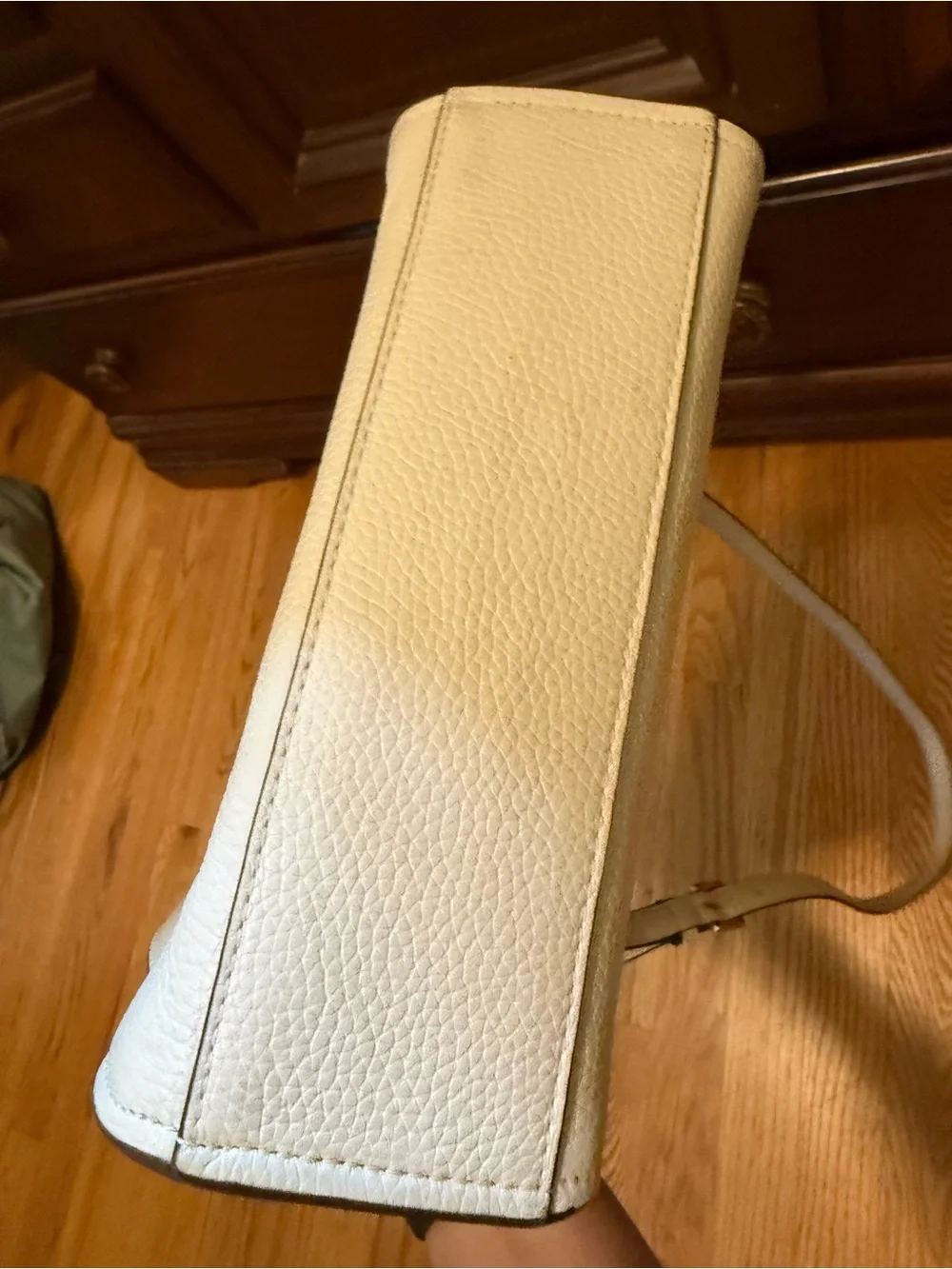 Tory Burch White Leather Convertible Shoulder Bag with Gold Chain